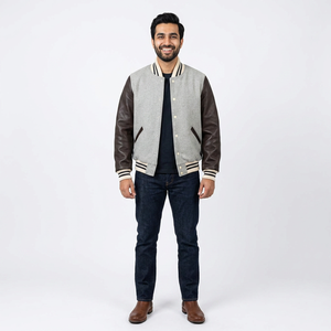 Customized <b>Men's</b> Varsity <b>Baseball</b> <b>Jacket</b> Stand Collar Front New Design College <b>Jackets</b> Warm Feature Custom Embroidery Patches - Product Image 1