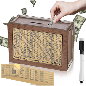 Customized Promotional Wooden Money Saving Box With Counter Desktop Piggy Bank Gift for Children Wooden Crafts Saving Box