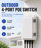 Switch PoE para Exteriores de 6 Puertos y 100 Mbps con Energía Solar, 48 V PoE CC, 12 V, 24 V para CCTV, WiFi, AP