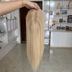Ready to Ship Wholesale European 5"X6.5" Silk Base Human Hair Topper with Silicone Skin Base Silk Top Women <b>Toupee</b> - Product Image 2