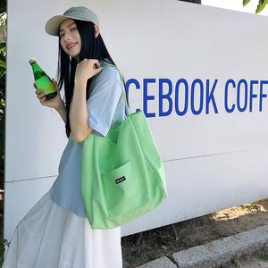 Sacs fourre-tout en toile de couleur unie minimalistes pour femmes, grande capacité, sacs de shopping avec logo personnalisé - Product Image 2