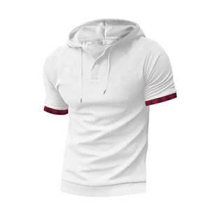 Camiseta Casual Holgada con Capucha y Dobladillo Redondo para Hombre, Estilo Hip Hop, Manga Corta, Transpirable, Material Poliéster/Algodón - Product Image 2