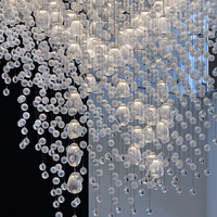 Lustre moderne pour escalier de villa, suspension en verre et cristal, abat-jour, installation pour escalier, salon, salle à manger