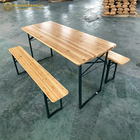 Table et banc pliants en bois de style allemand robustes et portables pour pique-nique, jardin, terrasse, barbecue, festival, événement