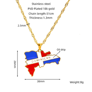 Collar <span class=keywords><strong>con</strong></span> Colgante <span class=keywords><strong>de</strong></span> <span class=keywords><strong>Mapa</strong></span> Unisex en Acero Inoxidable Chapado en Oro <span class=keywords><strong>de</strong></span> 18K, Estilo Moderno, Mapas Personalizados <span class=keywords><strong>de</strong></span> Varios Países, Ideal para Fiestas - Product Image 5