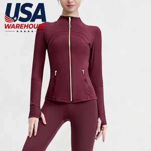 Whosale Women's Fitness Seamless Breathable Workout Yoga Jackets Quick Dry Long Sleeve Running Top Yoga Set and Women Set - Product Image 1