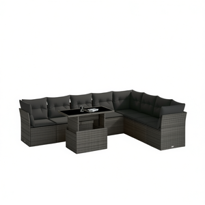 Set Divano da Giardino in Rattan Grigio Scuro 6 Posti Resistente alle Intemperie Arredamento da Esterno Design Contemporaneo - Product Image 1