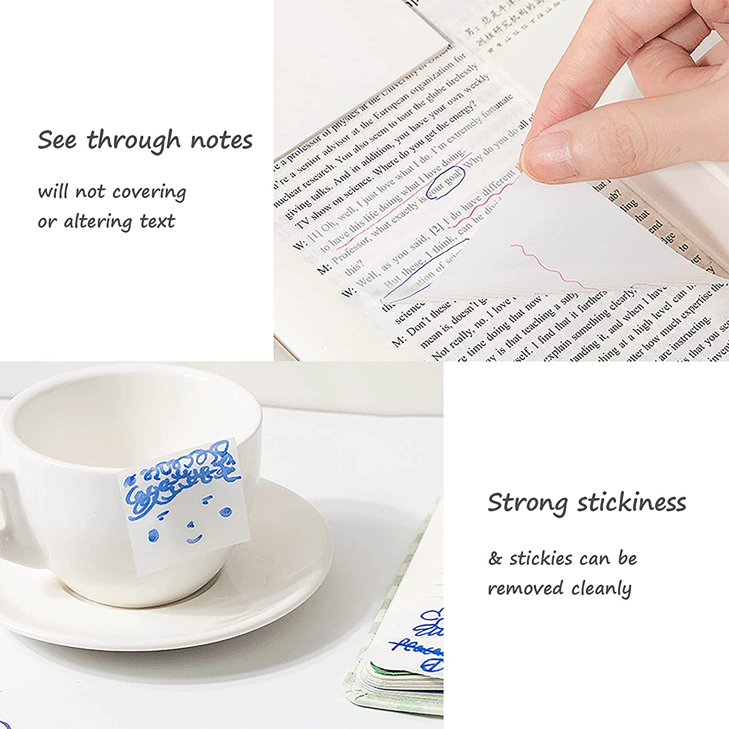 50 Sheets/bag Transparent PET Memo Pad Posted It Sticky Notes Planner Sticker Notepad School Supplies Stationery