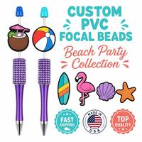 Décorations personnalisées pour stylos et porte-clés en PVC 2D, thème plage, avec breloques planche de surf, coquillage, étoile de mer, ananas, pour la personnalisation de stylos et porte-clés DIY