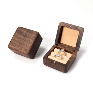 Black Walnut <b>Ring</b> <b>Box</b> Double <b>Ring</b> Position Wedding Proposal Storage <b>Box</b> Personalized Engraved Wedding Gift - Product Image 5