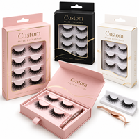Boîte d'emballage personnalisée pour faux cils, en papier imprimé avec fenêtre et plateaux pour cils en vison, cils en bande, et kits de beauté pour la vente au détail