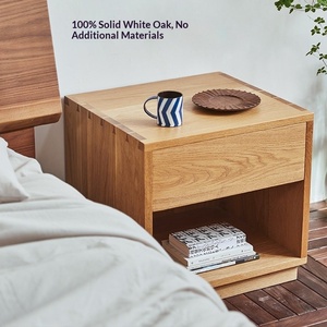 Mesa de Noche Cúbica de Madera Maciza de Roble Blanco, Gabinete de Almacenamiento Moderno con Diseño Minimalista y Moderno para Dormitorio - Product Image 2