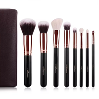 MSQ Lot de 8 pinceaux de maquillage en poils de chèvre or rose marque privée pour le visage et les sourcils crayon correcteur amical