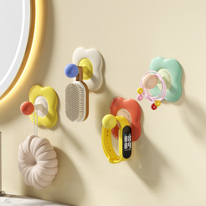 Dopamine Flower Shaped No Drill <b>Hooks</b> Strong Adhesive Wall Mounted Storage <b>Hooks</b> For Bathroom <b>Kitchen</b> 3-5kg Load Capacity - Product Image 1