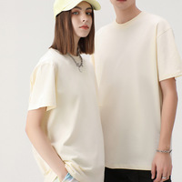 Camiseta Unisex de Algodón Grueso de 230 g/m², Manga Corta, Cuello Redondo Básico, Talla Grande, Estilo Casual Urbano para Hombre y Mujer