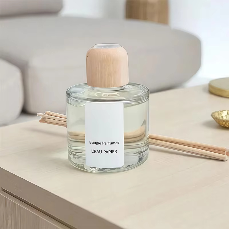 Labeled Clear Glass Jar Diffuser