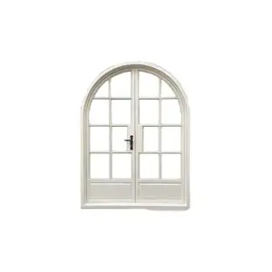 White finished Round top French style steel and wrought iron french door