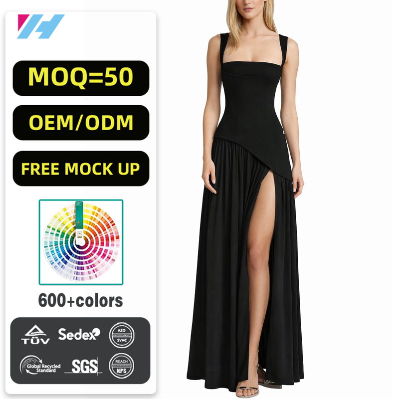 Custom Ladies Women Sleeveless High Slit