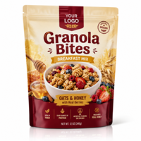 Sachet d'emballage pour Granola Bites ZA Pack, pochette personnalisée imprimée de 3,5 g, sachet stand-up pour collations d'avoine, miel et baies