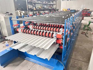 Roofing <b>Sheet</b> Metal Steel Three Layer Roll Forming Machine Three Layer Steel <b>Tile</b> Trapezoid Roofing <b>Sheet</b> Making Machine - Product Image 5