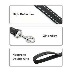 Laisse pour chien en nylon souple à double poignée avec surpiqûres réfléchissantes, style simple pour l'entraînement - Product Image 6