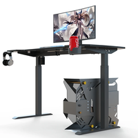 Escritorio de Computadora Ergonómico Moderno Wquantum con Portavasos, Mesa Ajustable en Altura para Trabajar Sentado o De Pie (Superficie de Metal y Madera)