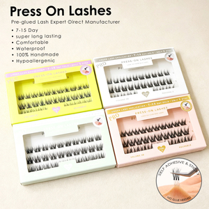 Extensions de cils à presser avec bande extensible, courbées, style <span class=keywords><strong>Manga</strong></span>, marron, résistantes à l'eau, boucles personnalisées, pour un look glamour quotidien, approvisionnement en gros pour l'Europe B2B - Product Image 1