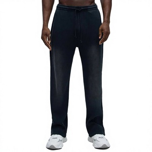 Pantalones Deportivos de Punto para Hombre, 100% Algodón, Efecto Desgastado por el Sol, Cintura Elástica con Cordón, Estilo Casual, Otoño, Peso Medio, Pierna Recta - Product Image 1