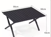 Table de camping pliable portable en acier haute teneur en carbone, table de pique-nique et de barbecue d'extérieur