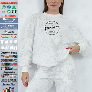 Custom Women Acid Wash Jumper Soft Cotton Air <b>Layer</b> Loose Fit Pullover <b>Top</b> Embroidered Oversized Vintage Crew Neck Sweatshirt - Product Image 1