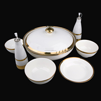 Porcelaine avec bordure dorée, nouveaux os vaisselle de Table en porcelaine, service de Table