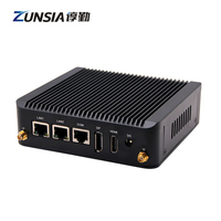 Zunsia Thin Client Celeron J1900 J1800 E3845 computadora de escritorio Host 2 Lan Quad Core 1 * HD/DP 1 * RS232 X86 Linux Barebone Mini Pc
