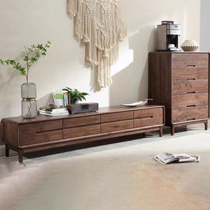 Meuble TV moderne luxueux en bois massif, en noyer noir, avec rangement pour salon, compatible avec les téléviseurs de 65 pouces et plus - Product Image 5