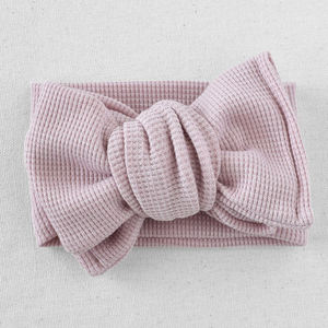 Diadema con lazo de algodón de bambú para bebé, venta al por mayor, lazos para niña, Waffle personalizado, Diadema con lazo de gran tamaño, diademas para recién nacidos, <span class=keywords><strong>turbantes</strong></span> para bebé - Product Image 3