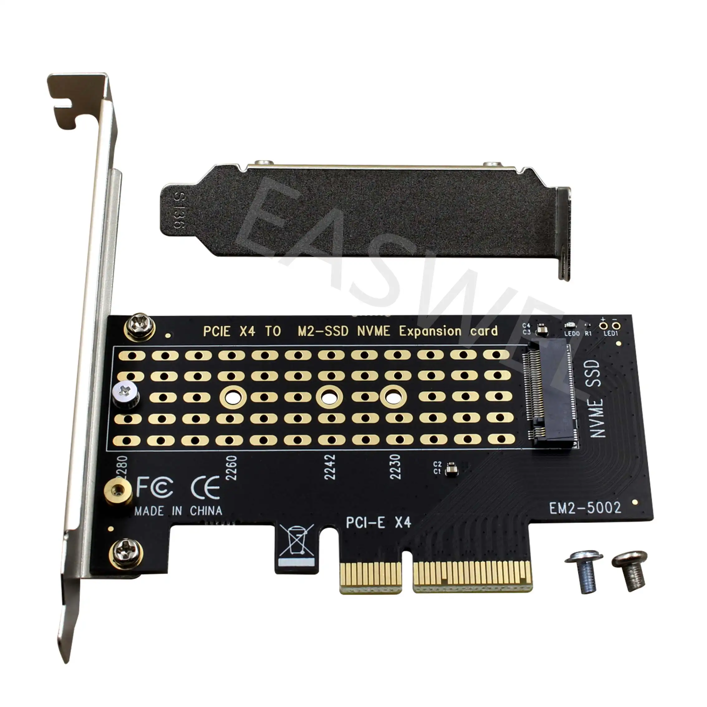New M.2 NGFF M-Key to Desktop PCIe x4 NVMe SSD Adapter Card 2242 2280 with Brackets
