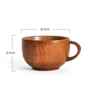 Nueva taza de agua con mango de madera para estudiantes al aire libre, taza de café práctica, taza Vintage al por mayor