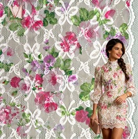Tela de Encaje Elástica con Estampado Floral y Lazo Suave, 88% Nailon, 12% Elastano, para Lencería y Camisetas Interiores de Mujer