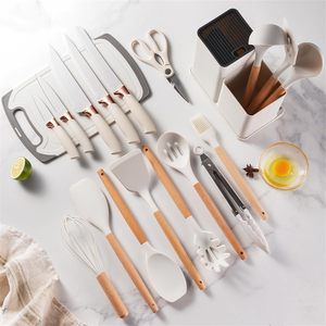 Utensílios De Cozinha De <span class=keywords><strong>Silicone</strong></span> 19 PCS Conjunto com Cabo De Madeira Acessórios De Cozinha Incluindo Suporte para Ferramenta e Utensílios De Cozinha - Product Image 2