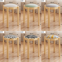 Tabouret empilable en bois massif recouvert de tissu, ottoman rembourré doux pour salle à manger, salon, couleurs personnalisées, prix abordable
