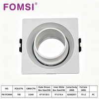Support de Downlight Carré LED FOMSI Blanc Noir à Angle Réglable pour Ampoules LED MR16, Boîtier de Lampe LED, Cadre de Spot LED GU10 MR16