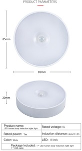 Lampu LED Genggam Tanpa Kabel Isi Ulang dengan Sensor Gerak untuk Lemari Pakaian Lampu Magnet Kamar Tidur Baterai AAA - Product Image 3