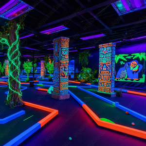 Forest Style Glow Mini Golf Course Diseño y planificación Configuración de golf de neón interactiva personalizada para lugares de entretenimiento en interiores - Product Image 6