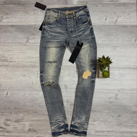 Jeans déchirés et usés personnalisés pour hommes, 100% coton, style vintage, lavage usé, impression sérigraphique, impression numérique DTG, personnalisable