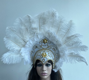 Coiffe de danse orientale en plumes pour spectacle, festival, vacances, carnaval, fête, déguisement d'Halloween - Product Image 6