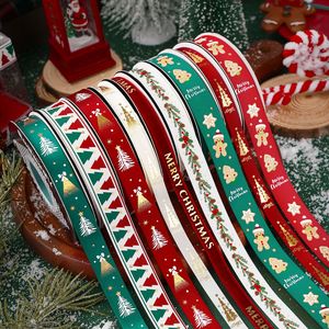 Pita Natal untuk kerajinan, pita Grosgrain liburan putih merah dan hijau pita Natal untuk pembungkus Hadiah - Product Image 2