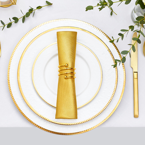 Vente en gros Assiettes à dîner modernes en céramique de porcelaine osseuse à bordure dorée de 5mm allant au lave-vaisselle pour les mariages de marque BLAIS - Product Image 6