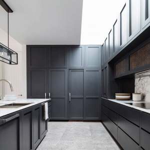 Meubles de cuisine modernes, ensemble complet, série noire, PVC, rangement classique, armoire brillante avec tous les accessoires - Product Image 3