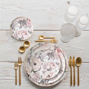 JINTCH Vente en gros de vaisselle en porcelaine osseuse rose à motifs pour mariage, assiette de service, <span class=keywords><strong>location</strong></span> d'événements, ensemble de vaisselle en céramique, ensemble de vaisselle de table - Product Image 3