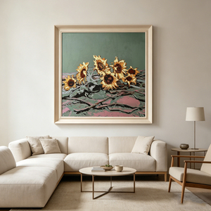 Golden Sunflowers Harvest Bloom Artwork Commercial Silk Screen Wall Decorations Home House Decoration Interior Oil Painting - Product Image 1