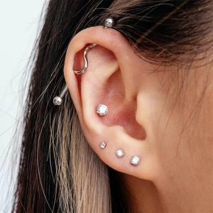 CANNER Juego de 3 Piezas de Aretes Clásicos con Incrustaciones de Moissanita de Cuatro Puntas, Estilo Simple y Moderno, 2/2.5/3mm, Plata S925 - Product Image 4